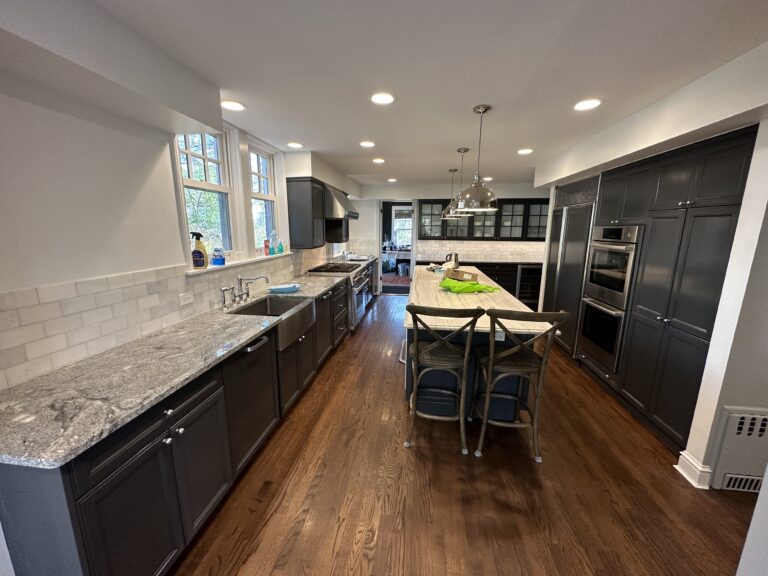 Modern kitchen interior with stainless steel appliances